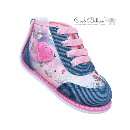 Corazon Mariposas Azul Rosa