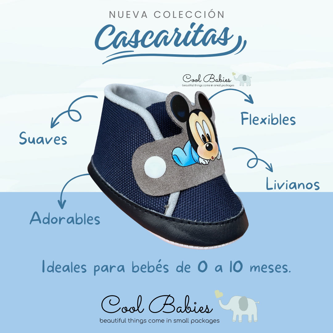 Cascarita Mickey Baby Azul Gris