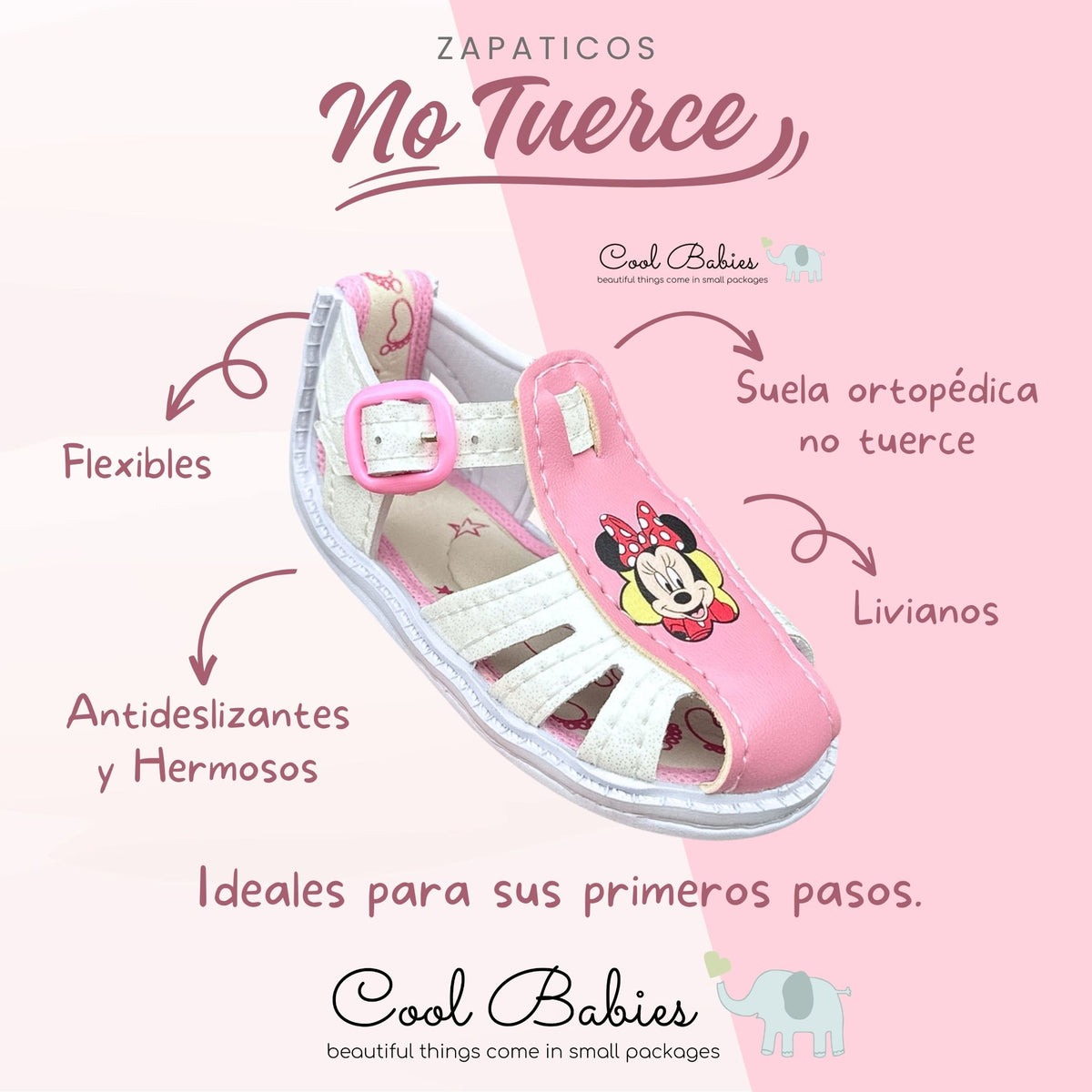 Sandalia Minnie Blanco Rosa