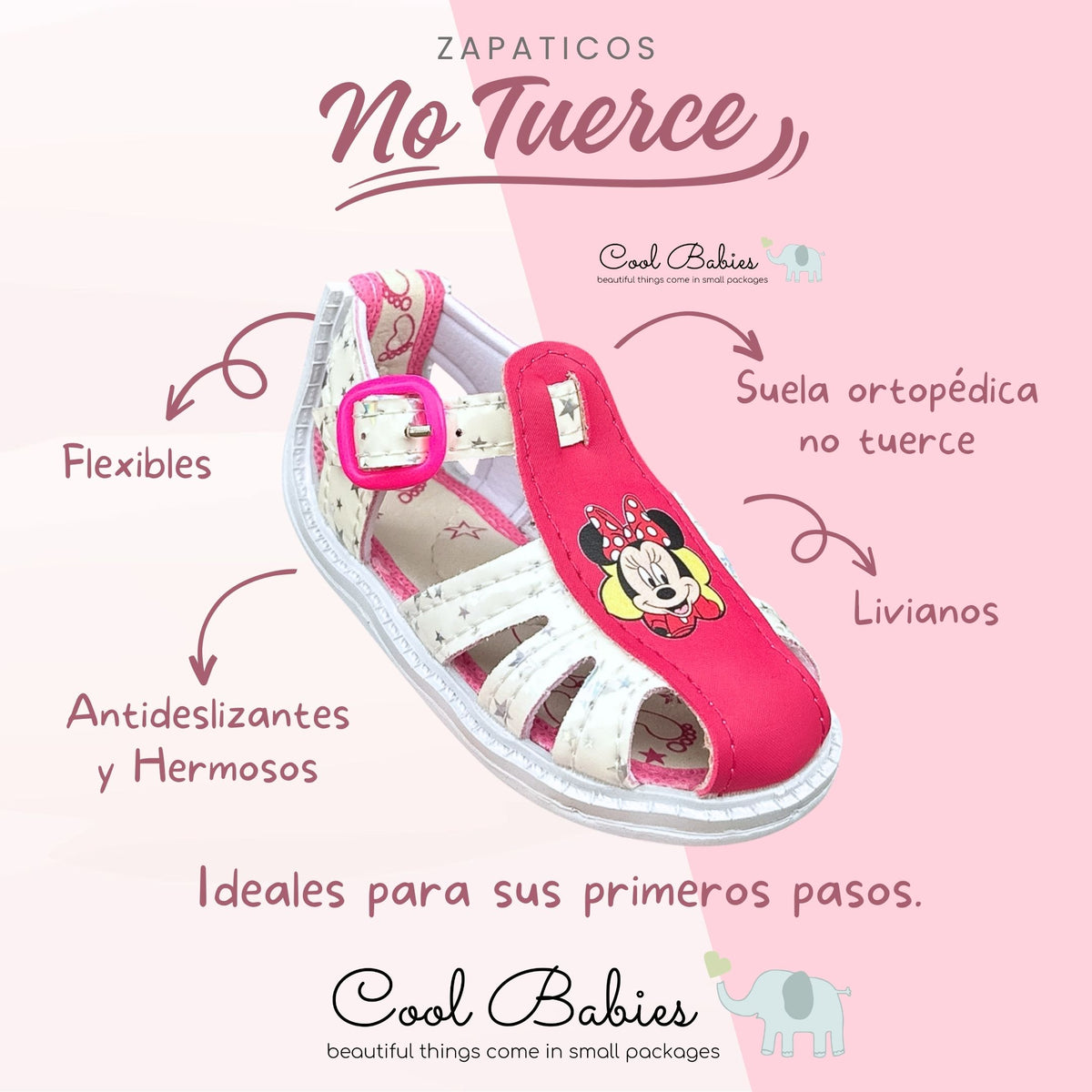 Sandalia Minnie Blanco Fucsia