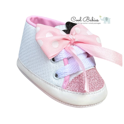 Cascarita Moño Minnie Blanco Rosa