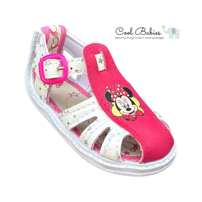 Sandalia Minnie Blanco Fucsia