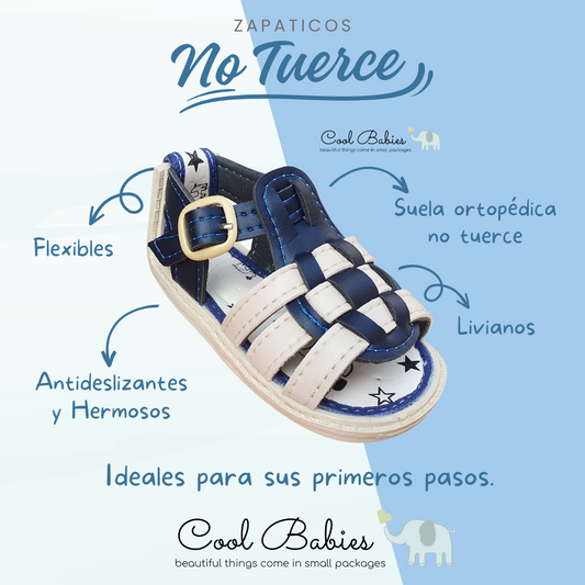Sandalia Franciscana Azul Beige