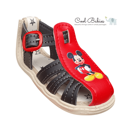 Sandalia Mickey Negro Rojo