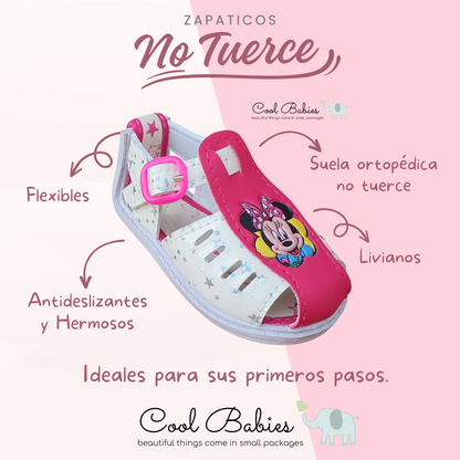 Sandalia Minnie Blanco Fucsia