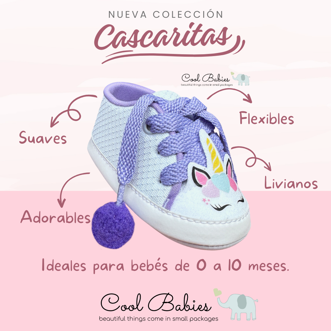 Cascarita Unicornio Blanco Lila