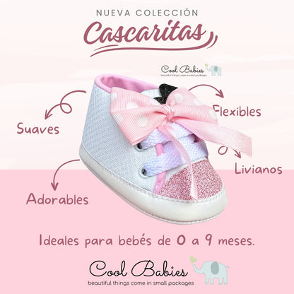 Cascarita Moño Minnie Blanco Rosa