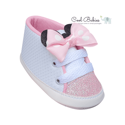 Cascarita Moño Minnie Blanco Rosa