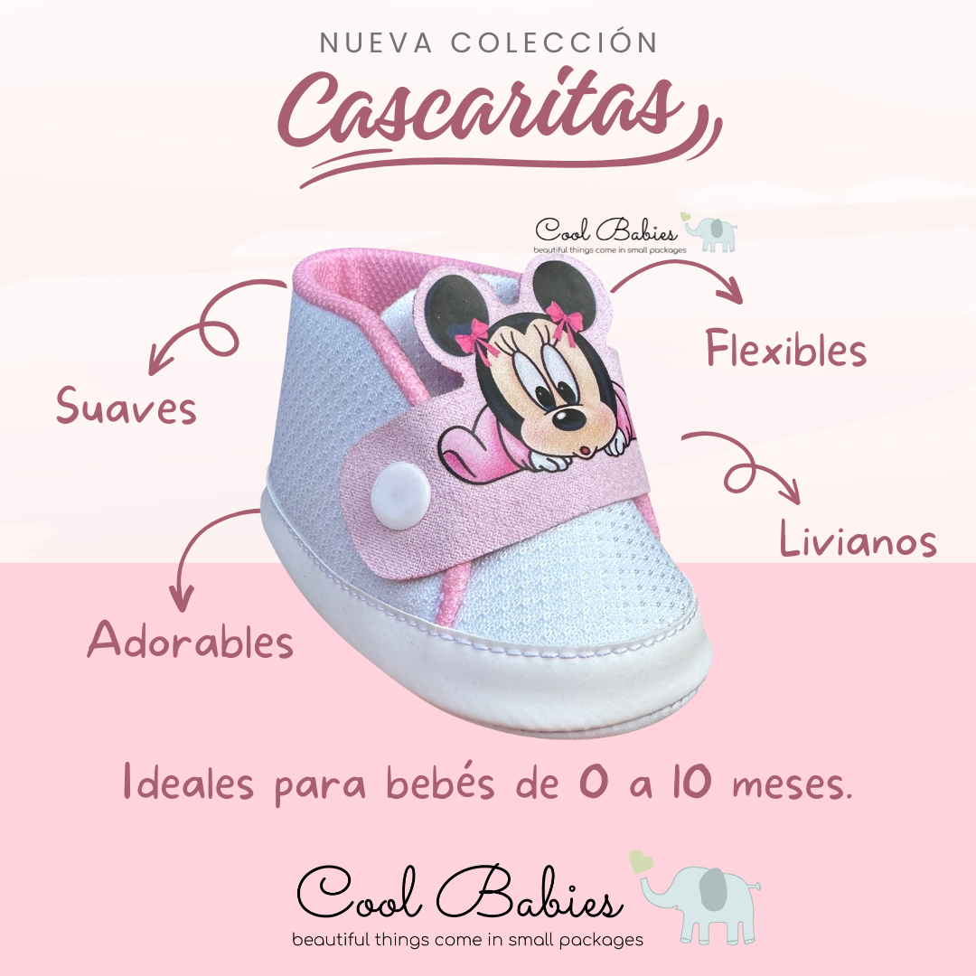 Cascarita Minnie Baby Blanco Rosado
