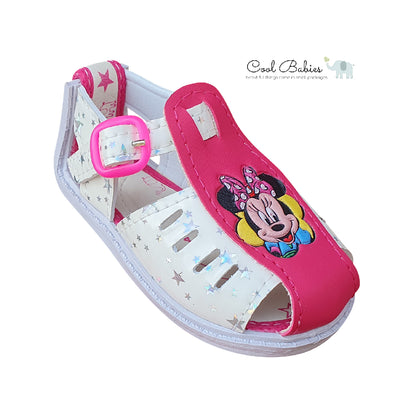 Sandalia Minnie Blanco Fucsia